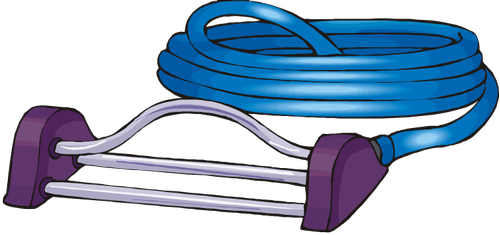 color illustration of hose and lawn sprinkler