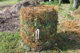 A compost thermometer is a nice accessory to determine when to turn the pile.