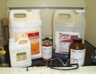 Photo of pesticide labels by Cecil Tharp.