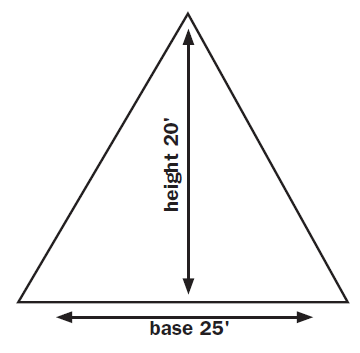 A diagram demonstrating how to calculate the area of a triangle.