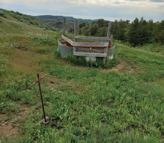 A stock tank in Central Montana