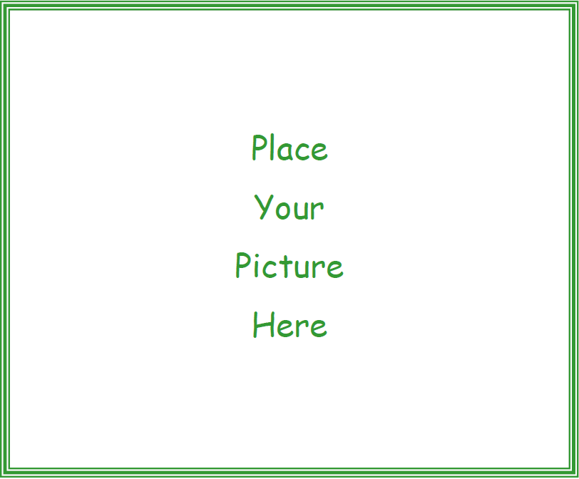 A blank square with a green border and the words 