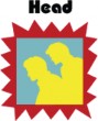 A cartoon image showing two people's heads in a square with spikes