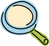 A cartoon image of a magnifying glass