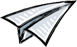 A cartoon image of a paper airplane