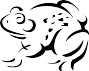 A cartoon image of a frog