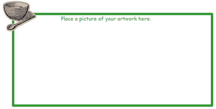 A blank square with a green border and the words 