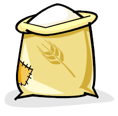 A cartoon image of a sack of flour
