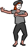 A cartoon image of a female mime