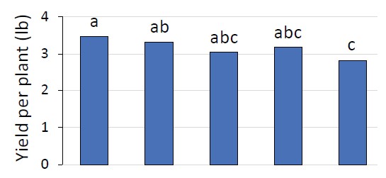 Chart showing the yield per plant in pounds.