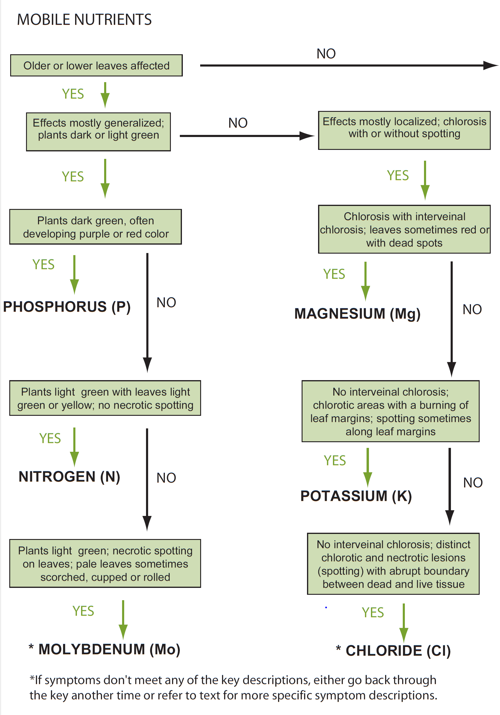 A flow chart lays out the diagnostic criteria for mobile nutrients