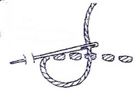 A black and white drawing of a running stitch