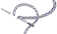 A black and white drawing of a backstitch