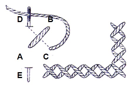 A black and white drawing of a cross stitch