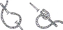 A black and white drawing of a lazy-daisy stitch