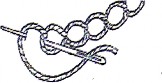 A black and white drawing of a chain stitch