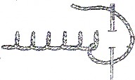 A black and white drawing of a buttonhole stitch