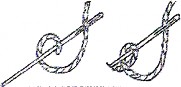 A black and white drawing of a French knot stitch