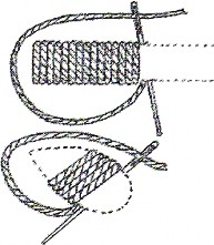 A black and white drawing of a satin stitch