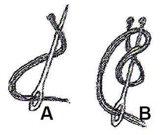 A black and white drawing of a colonial knot stitch