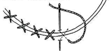 A black and white image of a crossed thron stitch