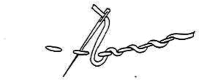 A black and white image of a whipped running stitch