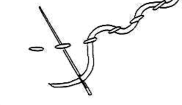 A black and white image of a threaded running stitch