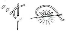 A black and white image of a straight stitch