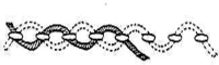 A black and white image of a threaded backstitch