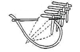 A black and white image of an open stitch leaf