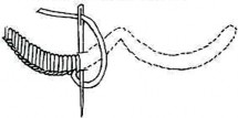 A black and white image of a closed buttonhole stitch