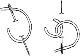A black and white image of a fly stitch