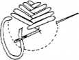 A black and white image of a flat stitch