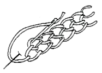 A black and white image of a double chain stitch