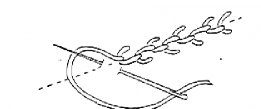 A black and white image of a feather stitch