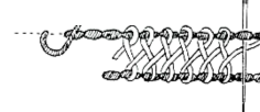 A black and white image of an interlacing stitch
