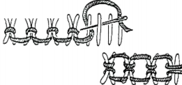 A black and white image of a lock stitch
