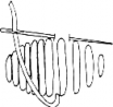 A black and white image of a laid stitch