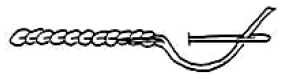 A black and white image of a fine split stitch