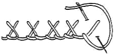 A black and white image of a crossed blanket stitch