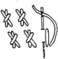 A black and white image of a trellis an ermine filling stitch