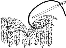 If you have a yarn on either piece long enough to sew your seam, use it. Otherwise, thread a piece of the same yarn you used in your garment into your tapestry needle and attach the yarn with a slip knot to the wrong side of the piece on the right. Leave about two inches of yarn on the end of the knot. Do not cut the yarn close to the knot since the knot may come untied.