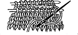 Insert yarn needle into the first stitch on the front needle as if to knit and slip stitch off. Insert yarn needle into second stitch on front needle as if to purl, draw yarn through but leave stitch on front needle.